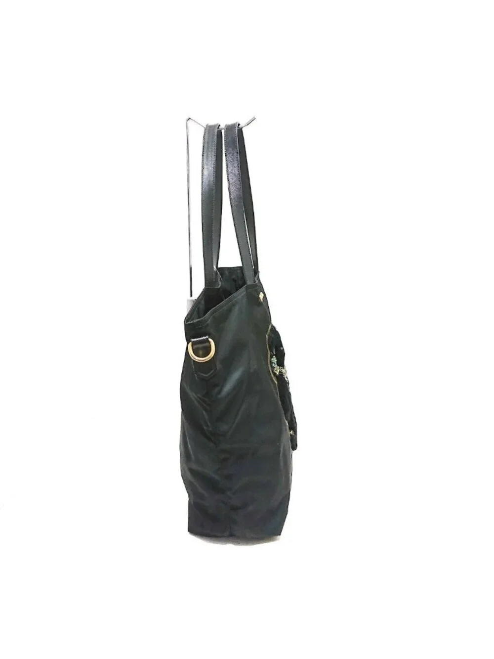 Prada Tote Bag Black Green Multi Leather Tag Bijou Bear